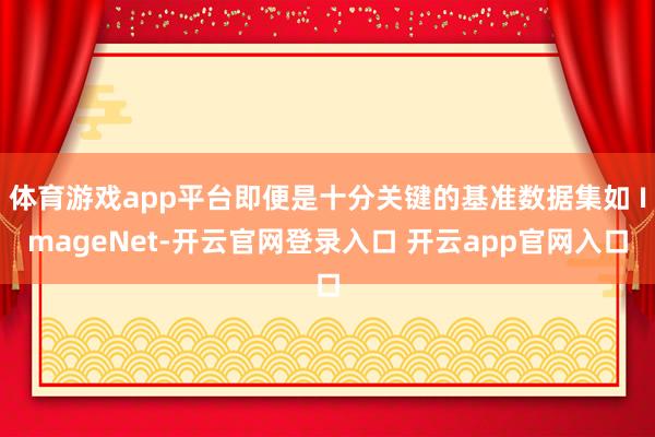 体育游戏app平台即便是十分关键的基准数据集如 ImageNet-开云官网登录入口 开云app官网入口