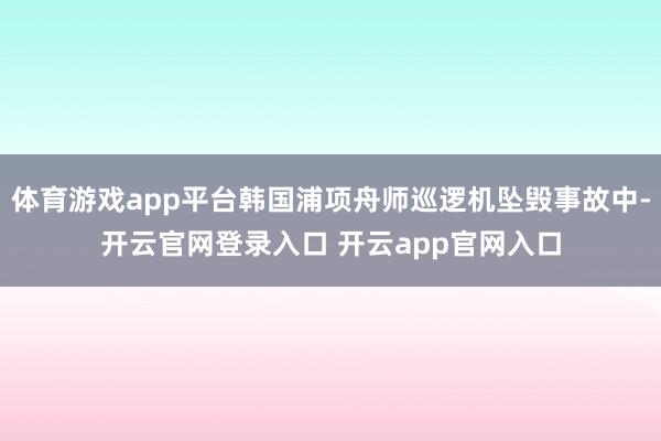 体育游戏app平台韩国浦项舟师巡逻机坠毁事故中-开云官网登录入口 开云app官网入口