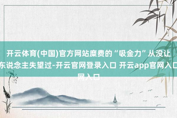 开云体育(中国)官方网站糜费的“吸金力”从没让东说念主失望过-开云官网登录入口 开云app官网入口