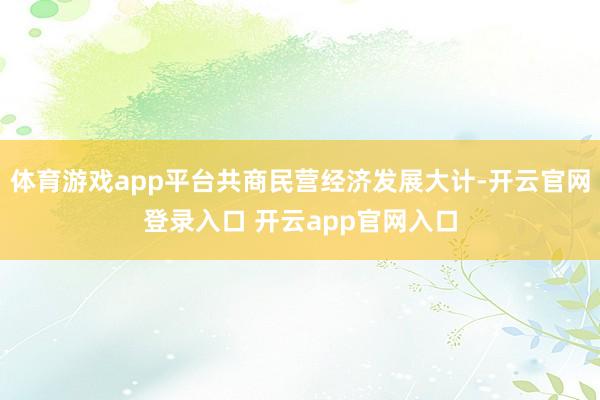 体育游戏app平台共商民营经济发展大计-开云官网登录入口 开云app官网入口