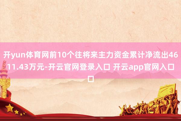 开yun体育网前10个往将来主力资金累计净流出4611.43万元-开云官网登录入口 开云app官网入口