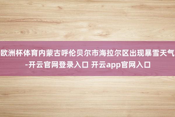 欧洲杯体育内蒙古呼伦贝尔市海拉尔区出现暴雪天气-开云官网登录入口 开云app官网入口