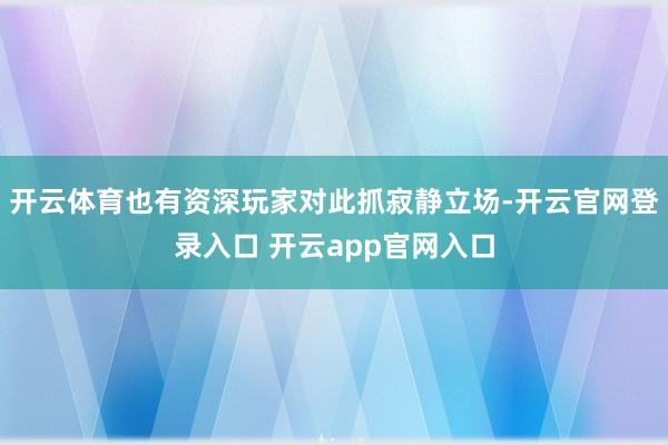开云体育也有资深玩家对此抓寂静立场-开云官网登录入口 开云app官网入口